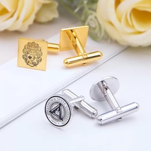 Personalized Crest Cufflinks | Custom Logo and Photo Design | Unique Gifts for Him | Family & University Crest Options