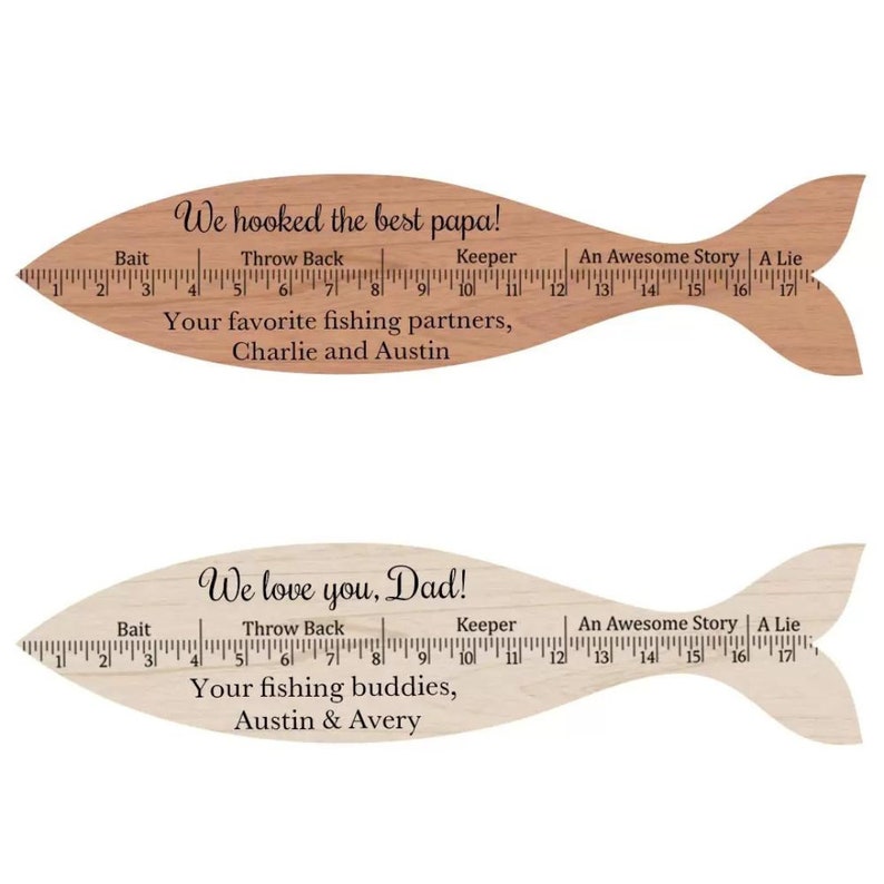 Fish Next To Ruler Fish Ruler: Personalized Wooden Fish Measurement Tool, Custom Gift for ...