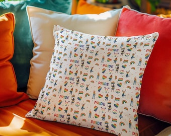 Cojín con estampado del orgullo LGBTQ+, cuadrado, para decoración del hogar, para la celebración del Mes del Orgullo.