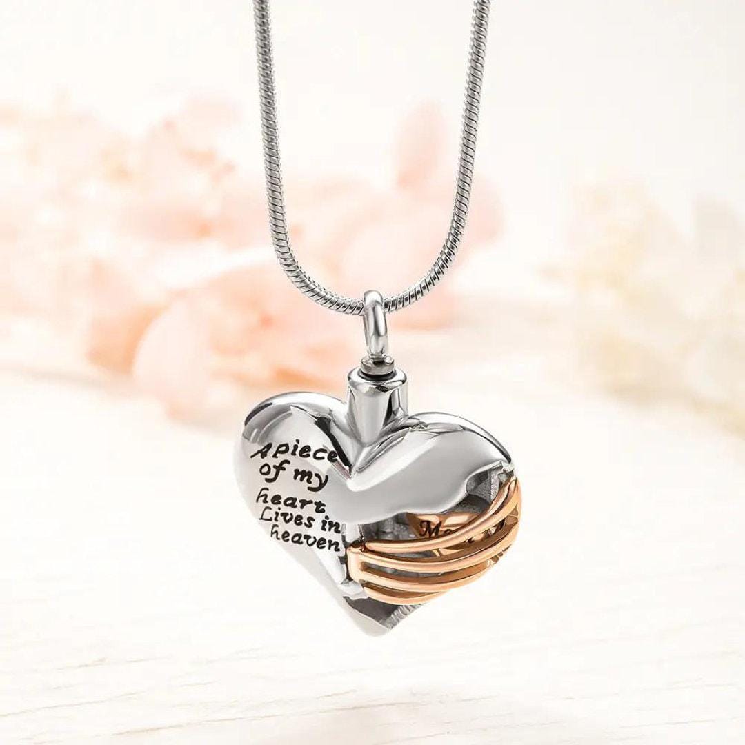 Custom Engraving Heart Necklace With Rib Cage, Commemorative Heart