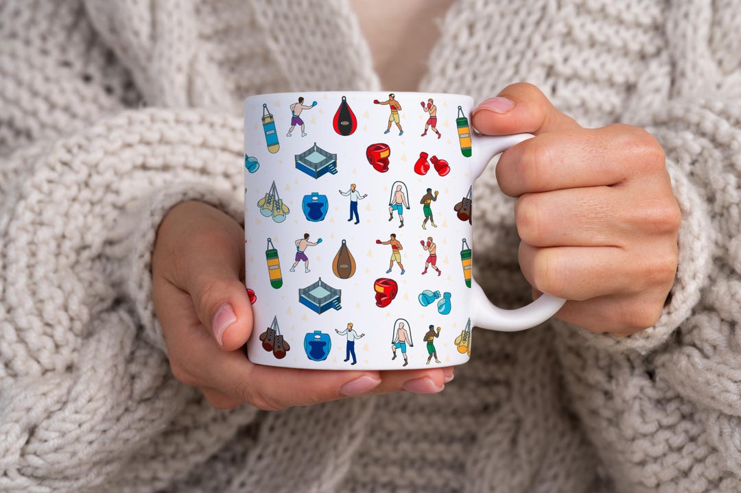 Boxing Inspired Print Mug | 11oz Ceramic Mug for Boxing Fans | Fun Gift ...