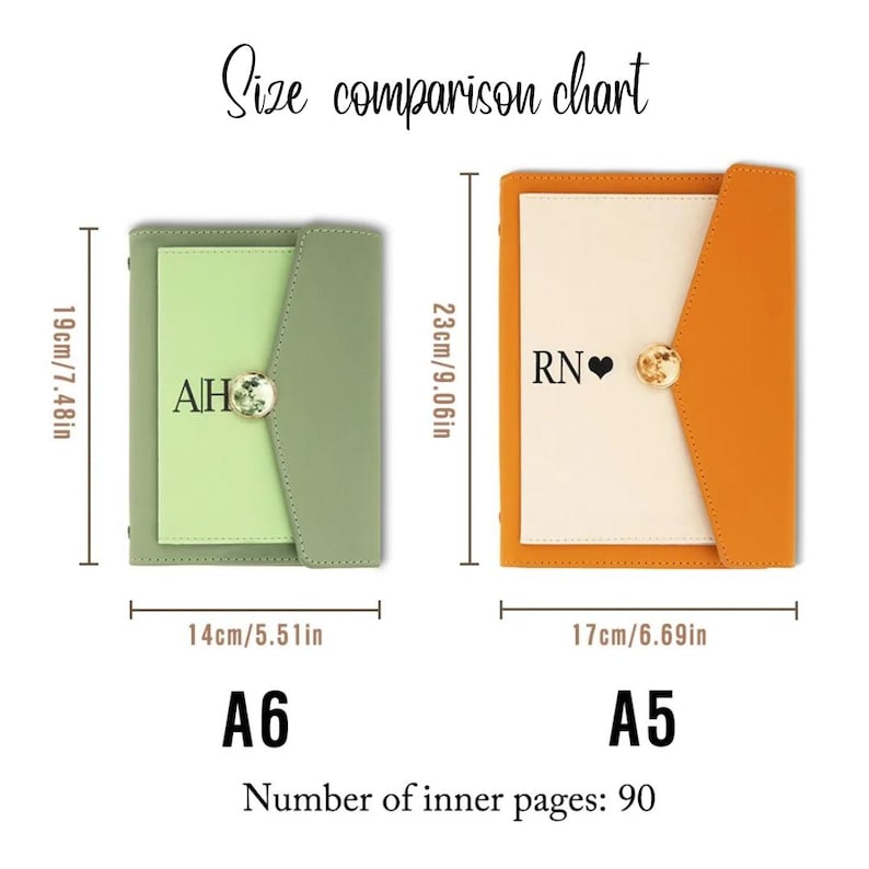 Personalized A6/A5 Leather Notebook With Pen, Custom Envelope Style ...