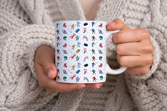 Ice Hockey Mug - 11oz Ceramic Cup for Hockey Fans, Fun Gift Ideas for Ice Hockey Enthusiasts & Winter Sports Lovers