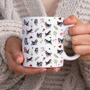 Siberian Husky Dog Print 11oz Ceramic Mug, Dog Breed Siberian Husky Printed Coffee Cup, Husky Owners Gifts, Pet Drinkware for Dog Lovers
