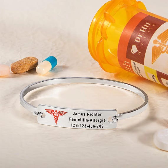 Braccialetti di avviso medico personalizzati per donna uomo Bracciale