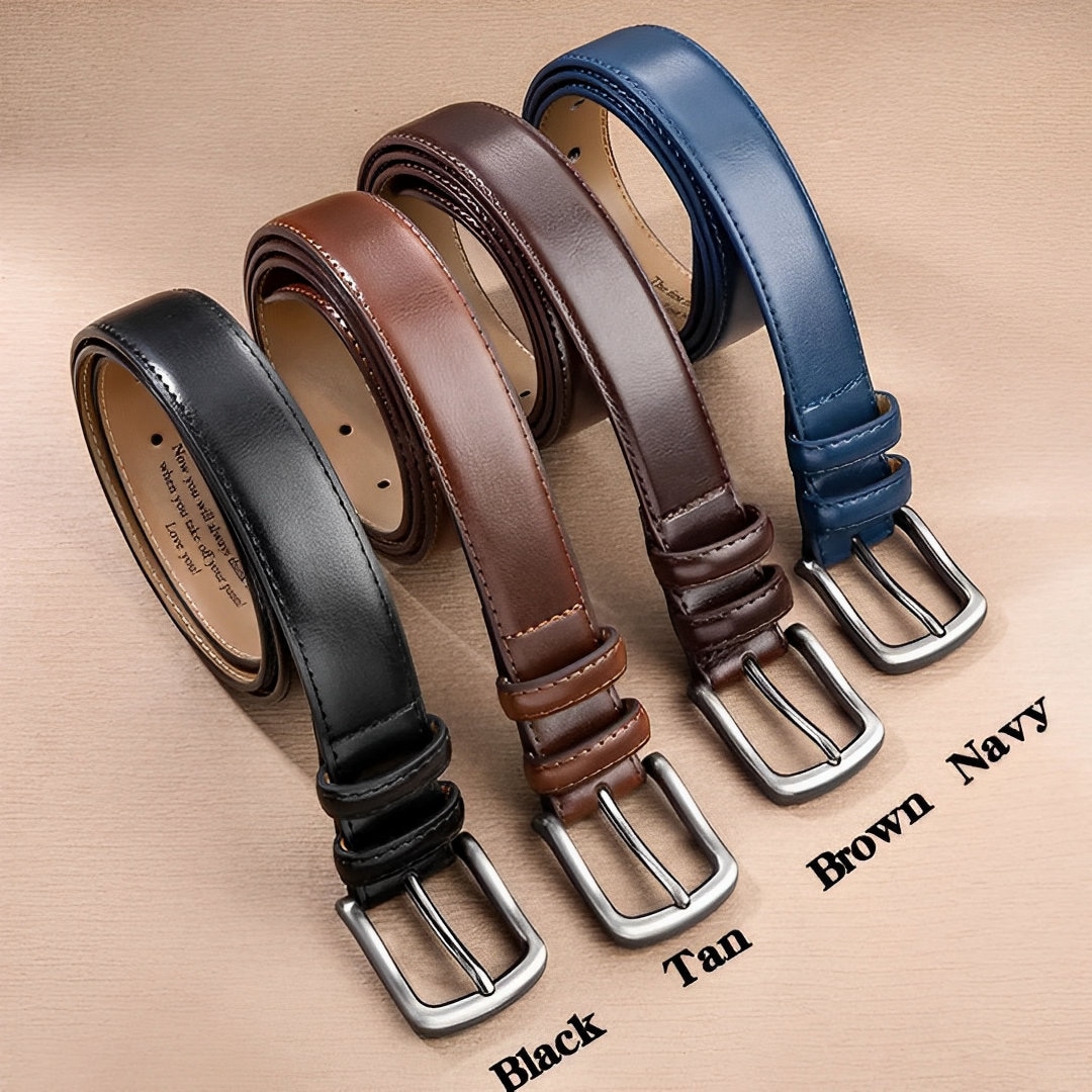 Custom Engraved Leather Belt for Men, Engraved Message + Inials