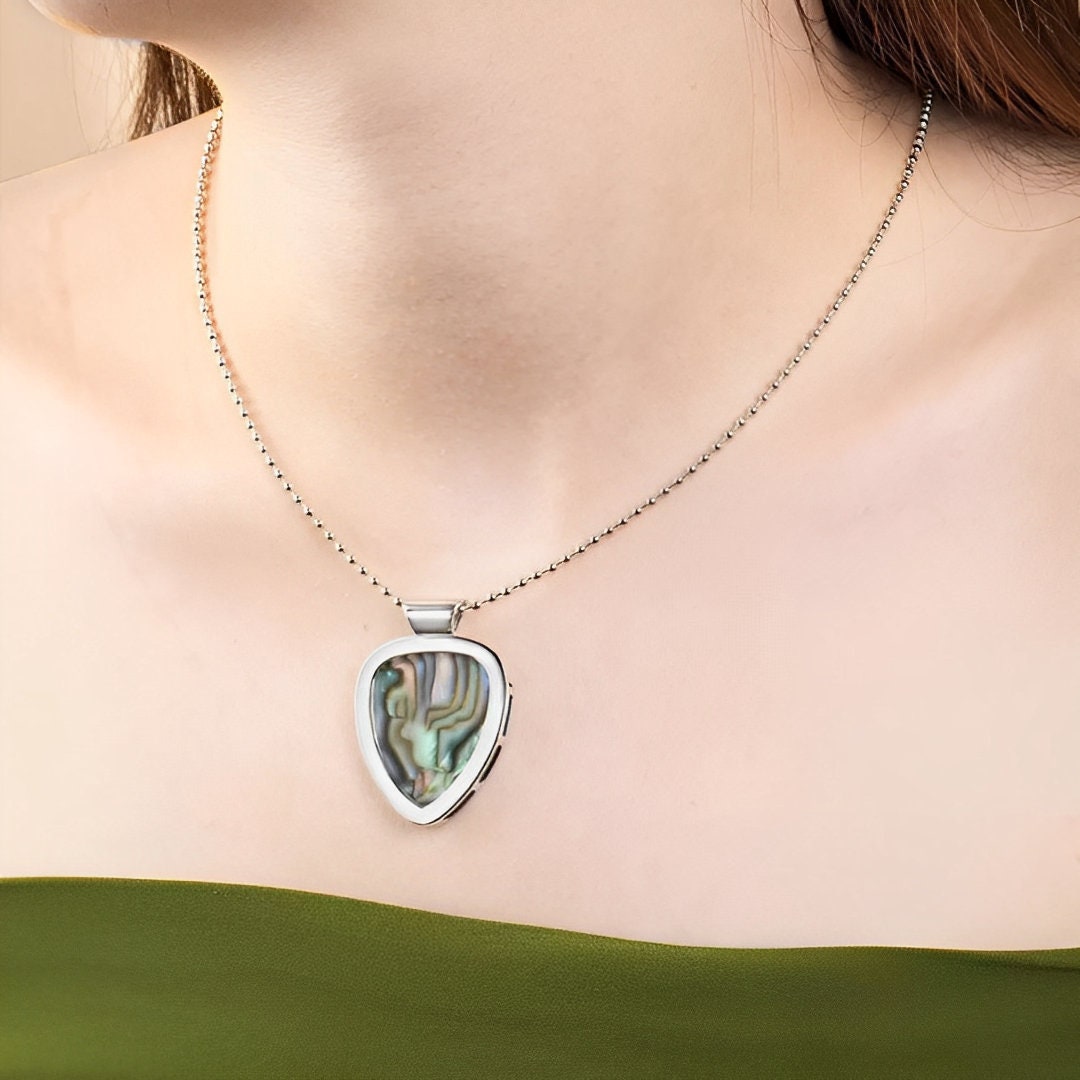 Guitar Pick Holder Pendant Necklace With Custom Engraving