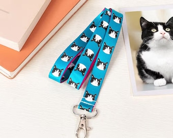 Custom Pet Face Photo Lanyard with Lobster Clasp, ID Badge Holder for Teachers, Nurses, Colleagues, Pet Lovers, Custom Name Tag Gift