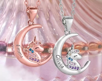 Collar de unicornio con nombre personalizado / Joyería personalizada para amantes de los unicornios / Idea de regalo única