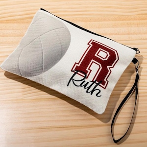 Volleyball Makeup Bag, Custom Name Zip Pouch with Volleyball, Personalized Washbag for Players, Perfect