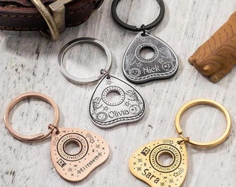 Pet ID Tag with Custom Name, Stainless Steel Ouija Planchette Pet/Cat Tag, Tiny Witchy Cat Collar Charm, Spiritual Cat Owner Gift