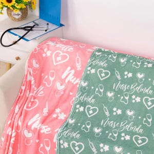 Personalized Nurse Blanket, Flannel Fleece Throw for RN LPN NP, Graduation & Appreciation Gift for Nurses, Medical Staff Cozy Gift