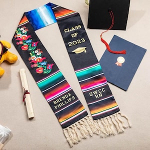Customized Mexican Graduation Stole, Embroidery or Printed Options, Class of 2025 Grad Sash, Heritage College/University Celebration Gifts