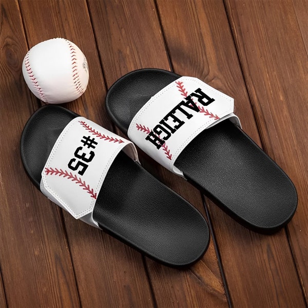 Custom Name & Number Sports Team Sliders, Basketball/Football/Softball/Volleyball/Hockey/Soccer/Baseball Slides, Gift for Moms/Fans/Players