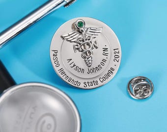 Personalized Nursing Pin for Pinning Ceremony – Custom Engraved Nurse Gift, Graduation Keepsake, Unique RN Pinning Present