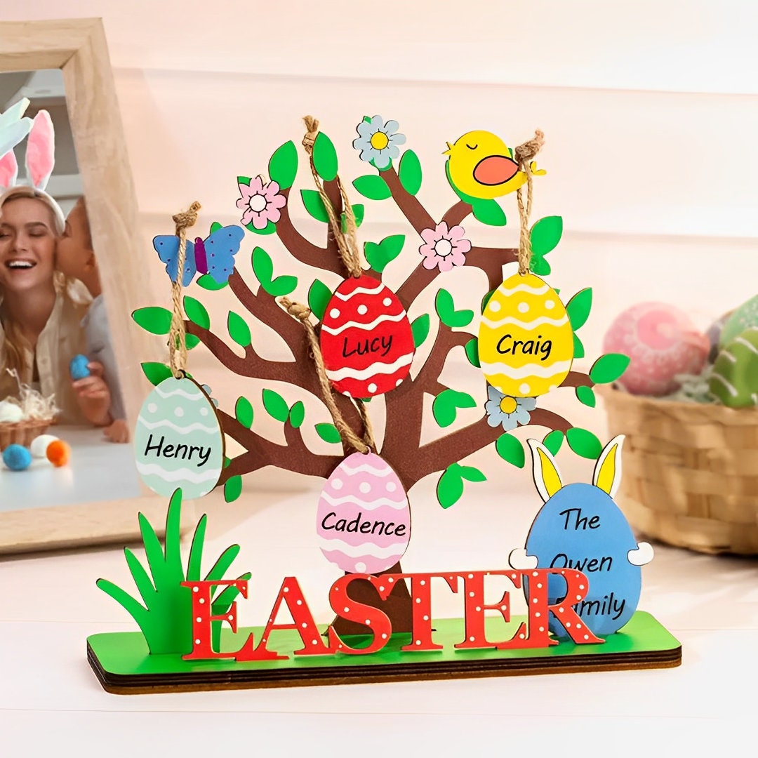 Easter Egg Tree Decoration With Personalized Names for Family Members ...