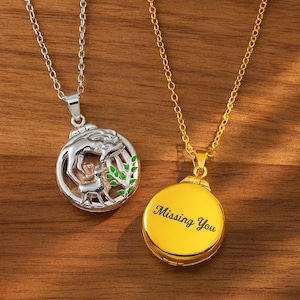 Collar con medallón de foto de alce personalizado / Colgante de ciervo madre y cría con grabado / Medallón con foto de cierva y cervatillo, regalo para ella
