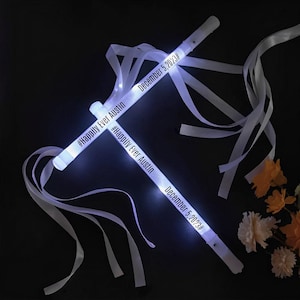 Custom Name/Message Wedding Ribbon Wands with Lights, Wedding LED Ribbon Wands, Wedding Favors Ideas/Wedding Reception Decor, Wedding Gifts