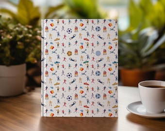 Cuaderno de tapa dura de fútbol, cuaderno para amantes del deporte, papelería de tapa dura para la escuela y la oficina, regalo para atletas y aficionados.