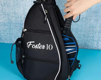 Personalisierter Name Pickleball Rucksack - Minimalistische Picklbeall Reißverschlusstasche mit großer Kapazität, Geschenk für Pickleball Spieler, Trainer und Teams
