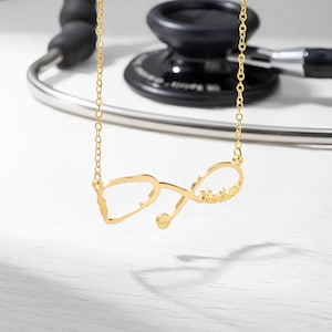 Custom Stethoscope Infinity Name Necklace, Gift For Medical Student/Nurse/RN/Medical Staff/Doctors, Delicate Doctor Stethoscope Jewelry