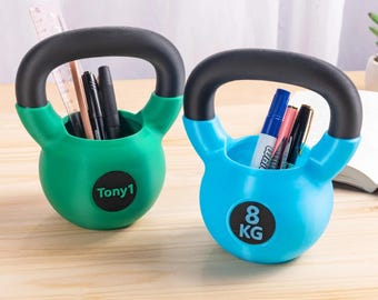 Personalisierter Kettlebell-Stifthalter, Workout-Thema Schreibtisch-Organizer, Fitness-Liebhaber-Geschenk, Housewarming, Geburtstagsgeschenk für Lifter oder Fitnessstudio Bro