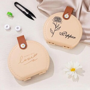 Customized Mini Sewing Kit with Name + Birth Flower, Gift for Grandmas/Moms/Dressmakers/Seamstress, Poratble Personalized Sewing Set image 5