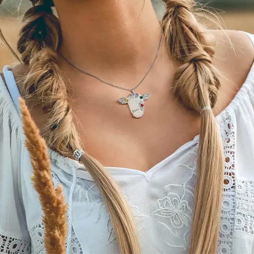 Collana Donna In Argento Sterling 925 Con Ciondolo Mucca Di Mare E Pietre Portafortuna