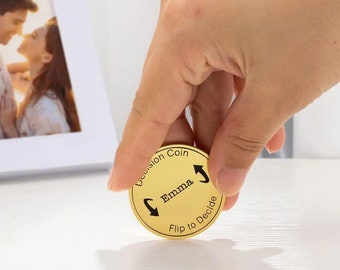 Moneda personalizada "Lanza para decidir", moneda de decisión, moneda de decisión grabada a medida, moneda de pareja, regalo original para pareja/recién casados