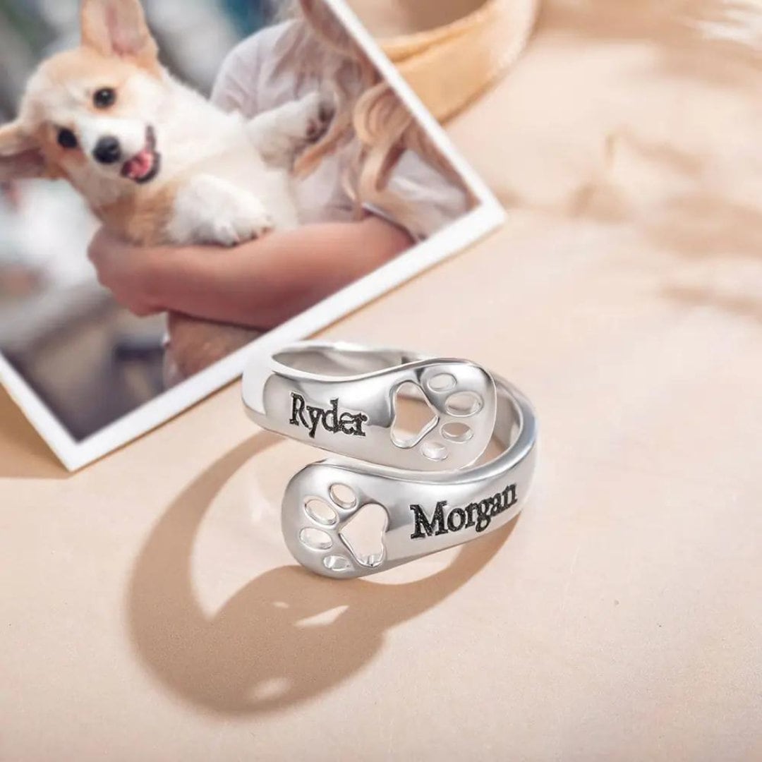 Anello Regolabile Con Cane In Argento Sterling 925 E Zirconi – Placcato Oro 14K, Ideale Per Amanti Degli Animali, Regalo Con Confezione