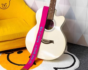 Personalized Embroidered Guitar Strap, Custom Guitar Accessory, Guitar Strap with Message, Christmas Gift for Guitar Player/Music lover