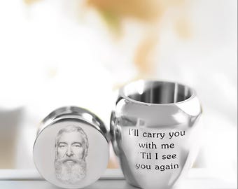 Custom Laser Etched Mini Urn for Ashes, Engraved Photo or Message Mini Cremation Urn, Mini Ashes Urn Bereavement Gift, Mini Memorial Urn