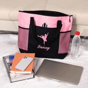 Personalisierte Glitzer-Tanz-Einkaufstasche - Segeltuch-Reisetasche mit großer Kapazität für Tänzerin/Ballerina/Turnerin, Tanzwochenende-Reisetasche