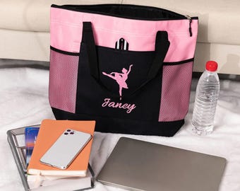 Personalized Glitter Dance Tote Bag Large Capacity Canvas Travel