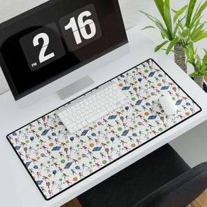 Pickleball Desk Mat Sporty Style Printed Office Desk Decor in Various Sizes, Gift for Pickleball Lover Player Fan
