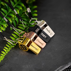 Metal Whistle with Personalized Name + Winner, Engraved Stainless Steel Whistle Necklace, Teacher/Coach/Sport Referee Custom Whistle