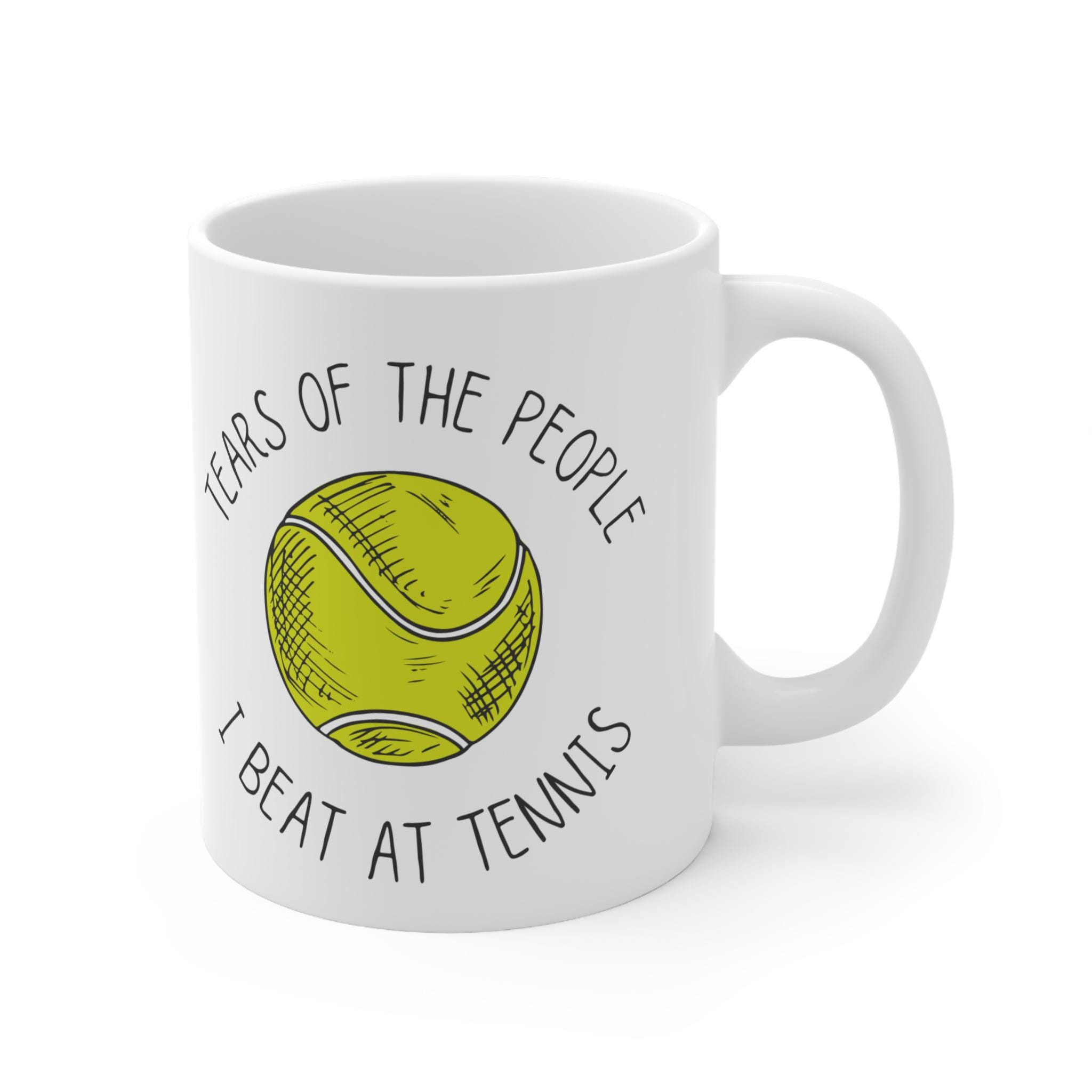 Panvola Tazza In Ceramica 325 Ml Con Scritta Eat Sleep Tennis Repeat, Regalo Per Tennisti, Bianca