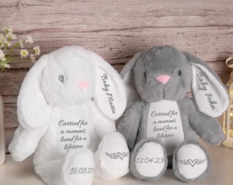 Custom Baby Loss/Miscarriage Keepsake Bunny, Memorial Plush Bunny for Baby Loss, In Loving Memory of Angel Baby, Miscarriage Memorial Gift