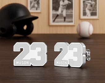 Team Number Stud Earrings with Custom Name, Stainless Steel Sport Number Earrings,  Sport Jewerly for Players/Teammates/Fans/Coaches/Moms