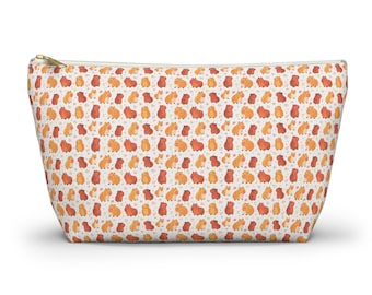 Neceser con estampado de carpincho, bolsa para accesorios estilo chibi kawaii con estampado de carpincho, neceser con temática de carpincho, neceser para amantes de los carpinchos