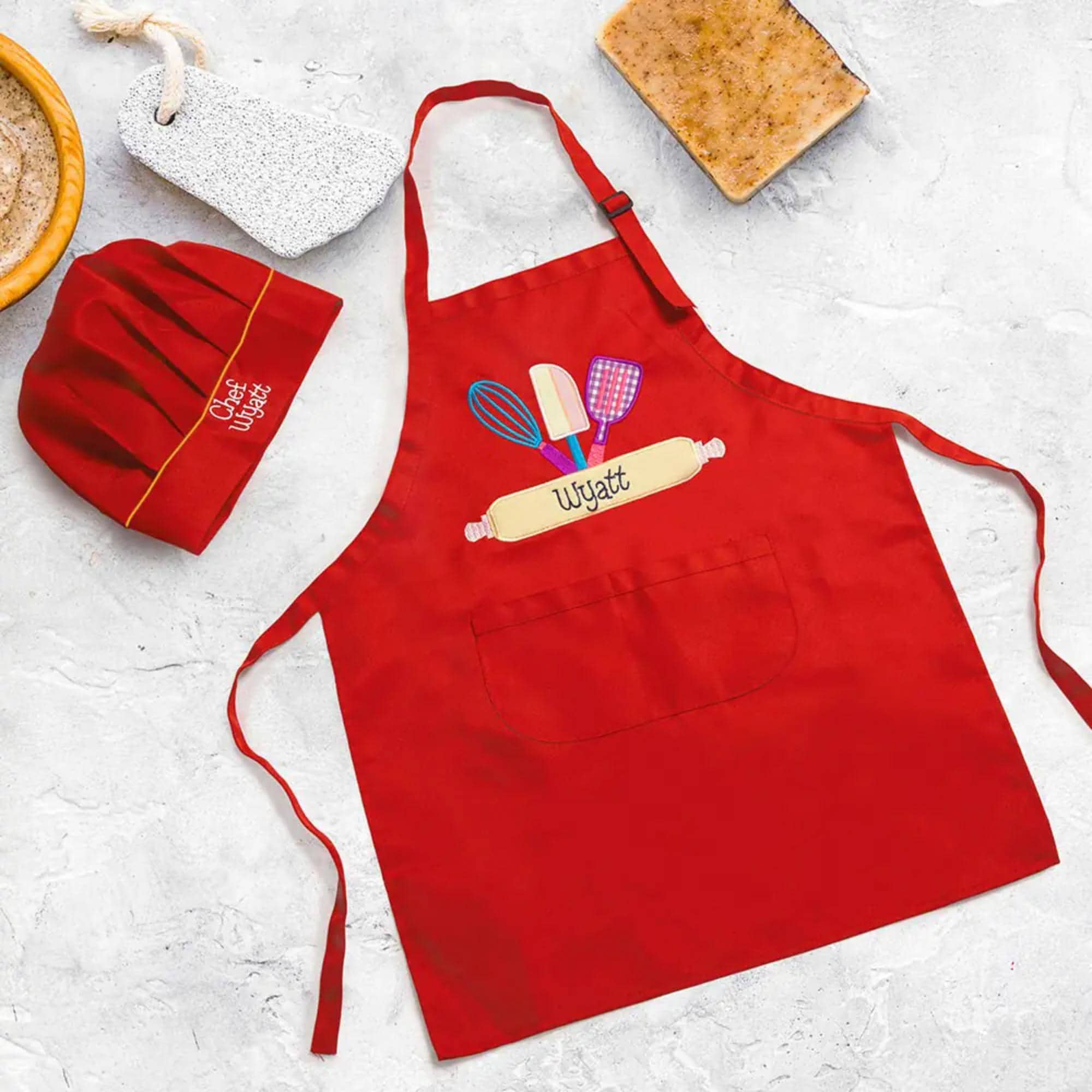Delantal Y Gorro De Chef Personalizados Para Niños – Con Nombre, Ajustable, Ideal Para Cocinar, Pintar Y Manualidades
