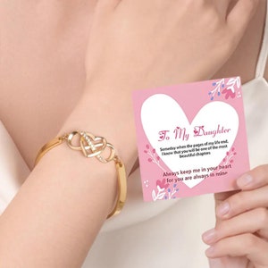 Pulseira de infinito e coração com gravação personalizada + cartão de mensagem, pulseira "Crie seu próprio cartão de mensagem", presente para filha/irmã