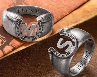 Bague Argent Sterling 925 – Quatre Chevaux Courant – Thème Western Et Anglais