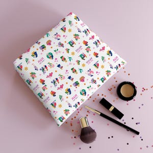 Mother’s Day Print Cotton Cosmetic Bag for Mom & Daughter, Travel Makeup Pouch, Toiletry Organizer, Gift for Mom, Stylish Mother Accessory