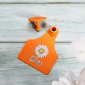 Livestock Cattle Ear Tag with Custom Text, Printed Livestock ID Ear Tags for Cow/Sheep/Goat/Pig, Personalized Farm Animal Identification Tag