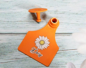 Livestock Cattle Ear Tag with Custom Text, Printed Livestock ID Ear Tags for Cow/Sheep/Goat/Pig, Personalized Farm Animal Identification Tag