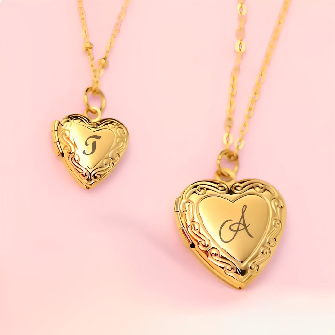 YAHOYA Collier Médaillon Cœur Photo - Pendentif Locket Acier Inoxydable Ouverture Photo Amour