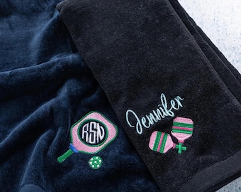 Gepersonaliseerde geborduurde Pickleball-zweethanddoek met ophangclip, aangepaste naam geborduurde handdoek voor Pickleball-spelers en coaches