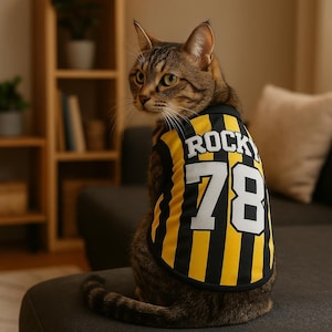 Custom Name Jersey for Pet, Name Number Printed Dog/Cat Shirt, Puppy Clothing, Dog Outfit, Dog Tee Gift for Football Lovers/Sports Fans