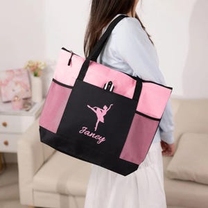 Personalisierte Glitzer-Tanz-Einkaufstasche - Segeltuch-Reisetasche mit großer Kapazität für Tänzerin/Ballerina/Turnerin, Tanzwochenende-Reisetasche
